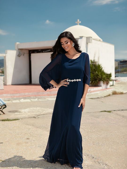 Anna Aktsali Collection Summer Maxi Dress for Wedding / Baptism Blue