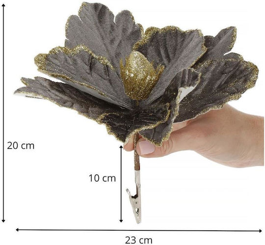 Hängendes Ornament Blume Gray mit Glitzer Set 5Stück
