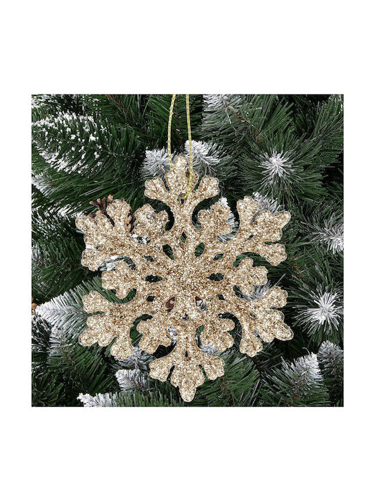 Ornament suspendat Fulgi de zăpadă Plastic Auriu Set 8buc