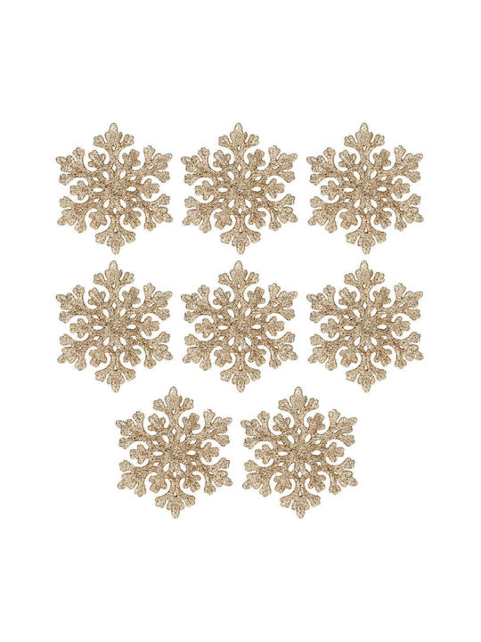 Ornament suspendat Fulgi de zăpadă Plastic Auriu Set 8buc