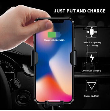 Suport Auto pentru Ventilație + Ventuză cu Gravitație 10W Încărcare Wireless Standard Qi Încărcare Rapidă Tip-C Cwcph-z054