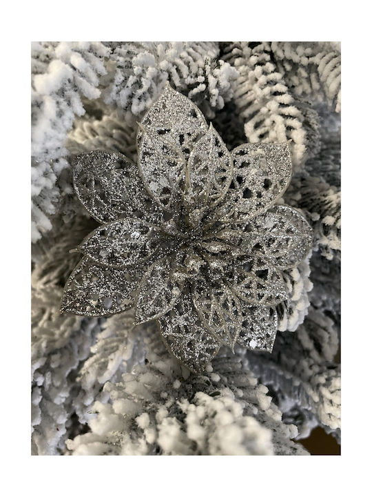 Hängendes Ornament Blume Kunststoff Silber 10cm Set 10Stück