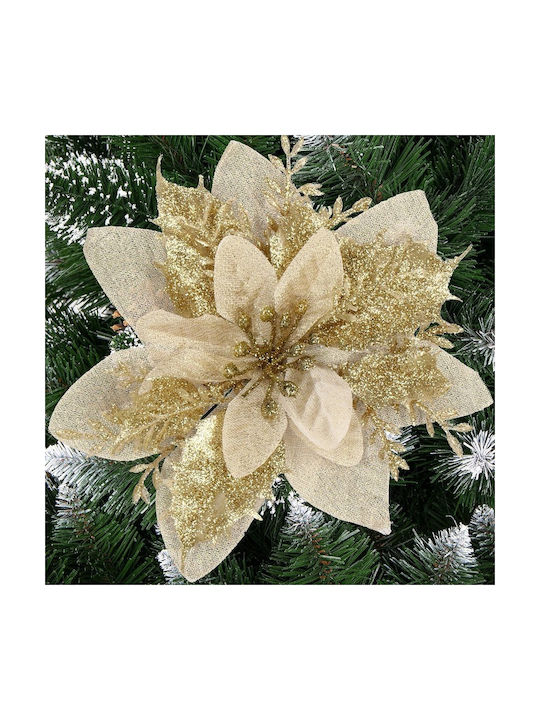 Set Ornamente cu Flori din Plastic Aurii 13x13cm 10 Bucăți