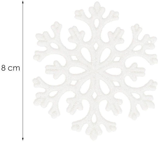 Ornament suspendat Fulgi de zăpadă Plastic Alb Set 8buc