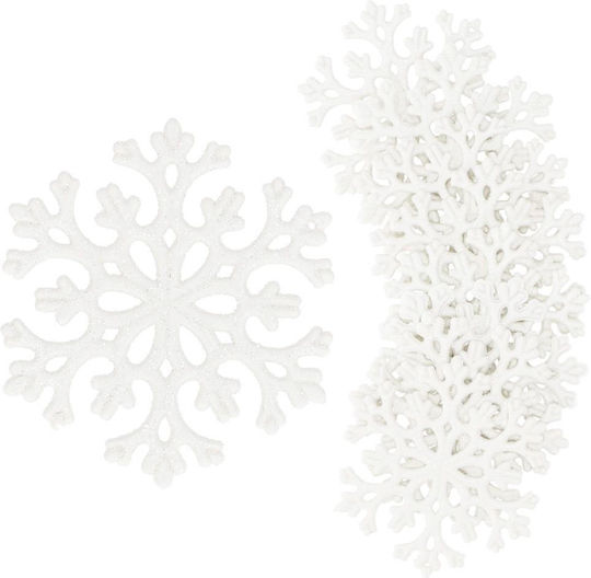 Ornament suspendat Fulgi de zăpadă Plastic Alb Set 8buc