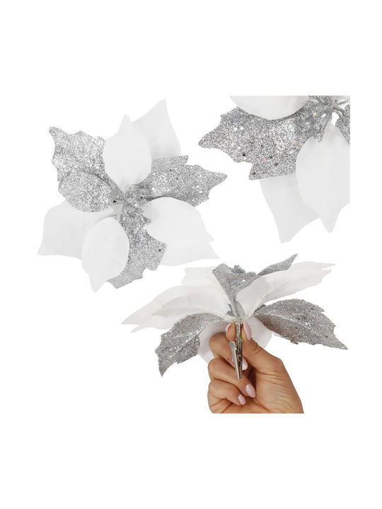 Ornament suspendat Floare Plastic Alb Set 5buc