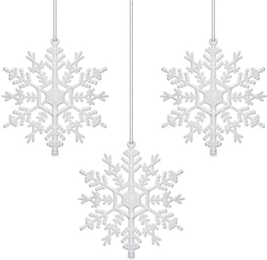 Ornament suspendat Fulgi de zăpadă Plastic Alb Set 3buc