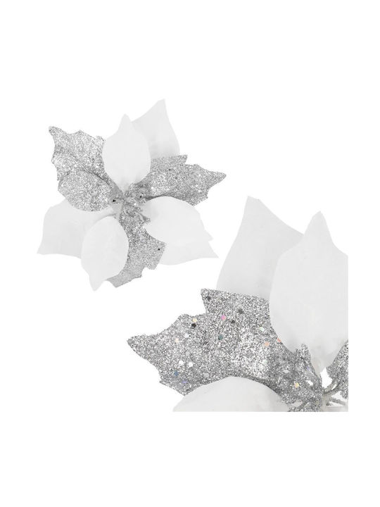 Ornament suspendat Floare Plastic Alb Set 5buc