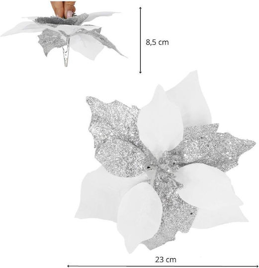 Hängendes Ornament Blume Kunststoff Weiß mit Glitzer Set 5Stück