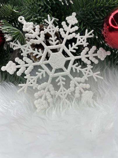 Ornament suspendat Fulgi de zăpadă Plastic Alb Set 3buc