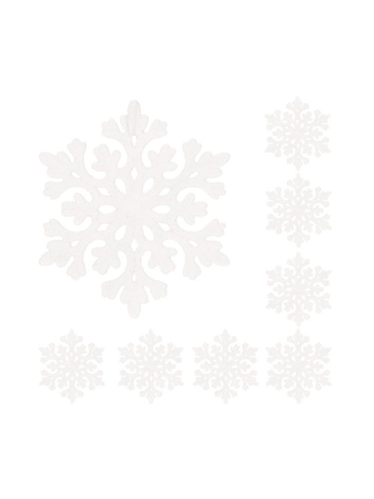 Ornament suspendat Fulgi de zăpadă Plastic Alb Set 8buc