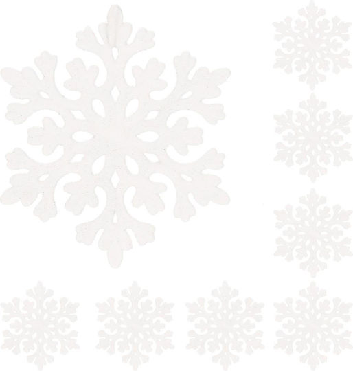 Ornament suspendat Fulgi de zăpadă Plastic Alb Set 8buc