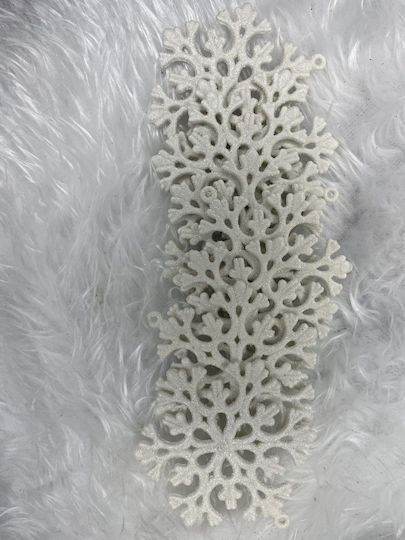 Ornament suspendat Fulgi de zăpadă Plastic Alb Set 8buc