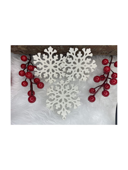 Ornament suspendat Fulgi de zăpadă Plastic Alb Set 8buc