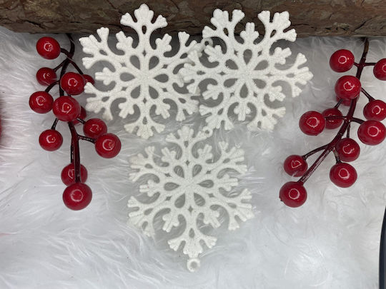Ornament suspendat Fulgi de zăpadă Plastic Alb Set 8buc