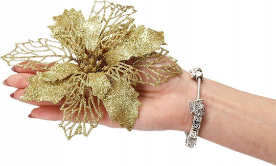 Hängendes Ornament Blume Kunststoff Gold 16x14cm Set 10Stück