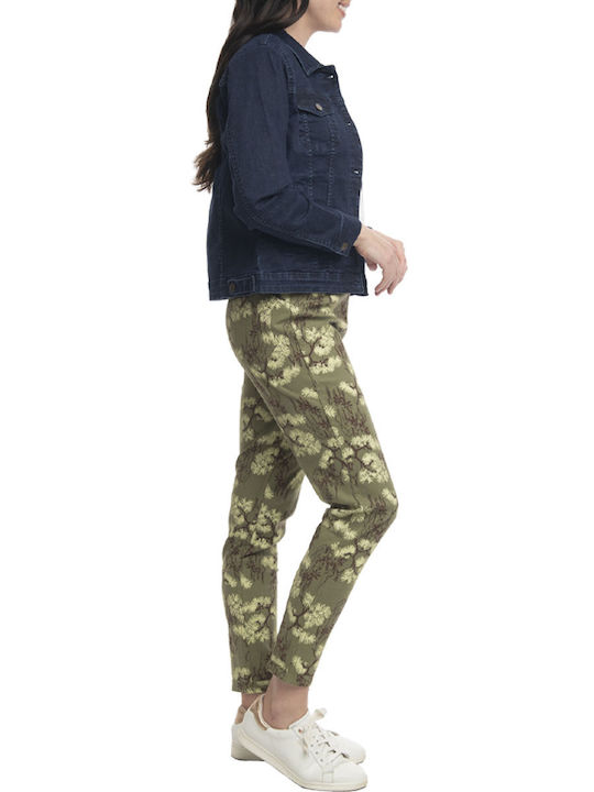 Orientique Damen Hoch tailliert Stoff Hose mit Gummizug Olive Orientique Damen Hoch tailliert Stoff Hose mit Gummizug Olive
