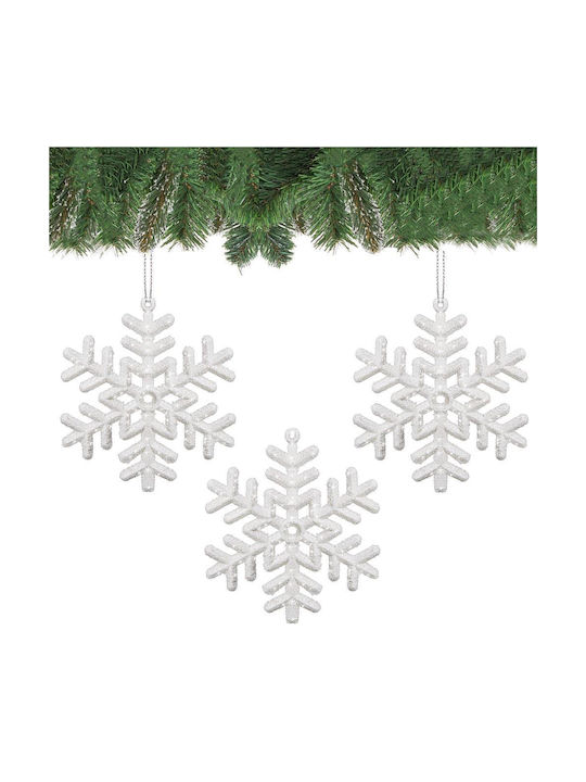 Ornament suspendat Fulgi de zăpadă Plastic Alb Set 3buc