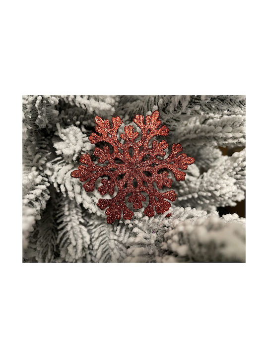Ornament suspendat Fulgi de zăpadă Plastic Roșu Set 8buc