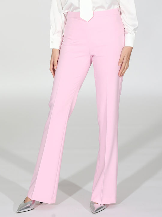 R.R. Women's Fabric Trousers Flare Pink