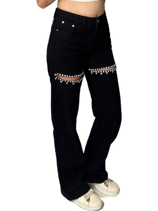 Women's Jean Trousers with Rips Black