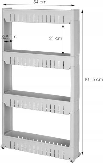 Τρόλεϊ Κουζίνας Μεταλλικό 4 Θέσεων Γκρι 54x12.5x101cm