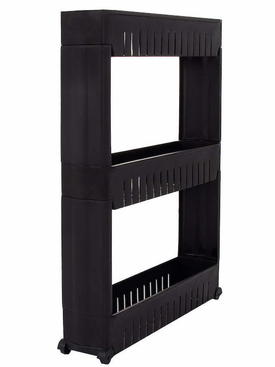 Troleu De Bucătărie Din Plastic Cu 3 Locuri Negru 54x12.5x70cm
