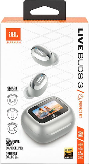 JBL Live Buds 3 Bluetooth Handsfree Earphones with Sweat Resistance and Charging Case Silver