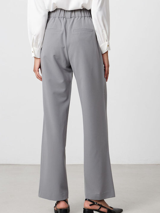 Passager Women's High-waisted Fabric Trousers with Elastic Grey