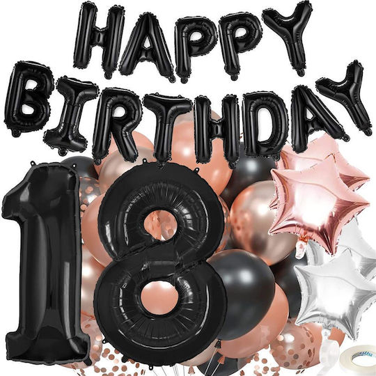 Komposition mit 53 Luftballons Schwarze Zahlen 75cm