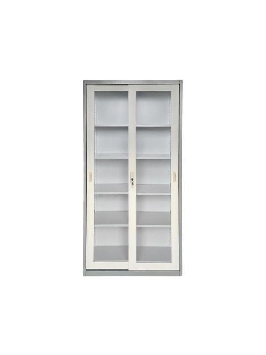 Zweiflügeliger Schrank Metallisch mit 4 Regale 85x40x180cm