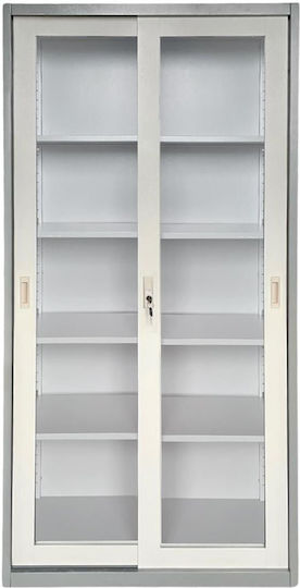Zweiflügeliger Schrank Metallisch mit 4 Regale 85x40x180cm