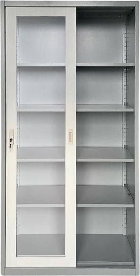 Zweiflügeliger Schrank Metallisch mit 4 Regale 85x40x180cm