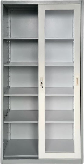 Zweiflügeliger Schrank Metallisch mit 4 Regale 85x40x180cm