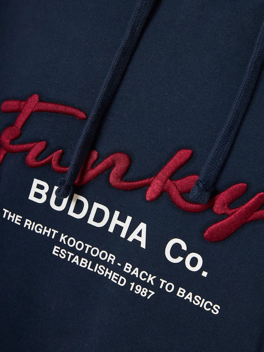 Funky Buddha Herren Sweatshirt mit Kapuze und Taschen Blau