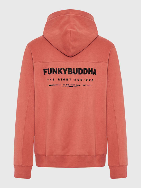 Funky Buddha Ανδρικό Φούτερ με Κουκούλα και Τσέπες Πορτοκαλί