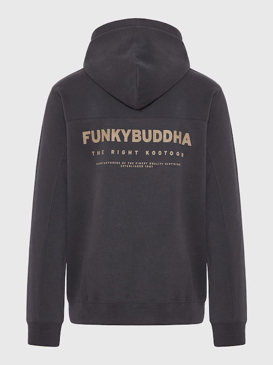 Funky Buddha Herren Sweatshirt Jacke mit Kapuze und Taschen Gray