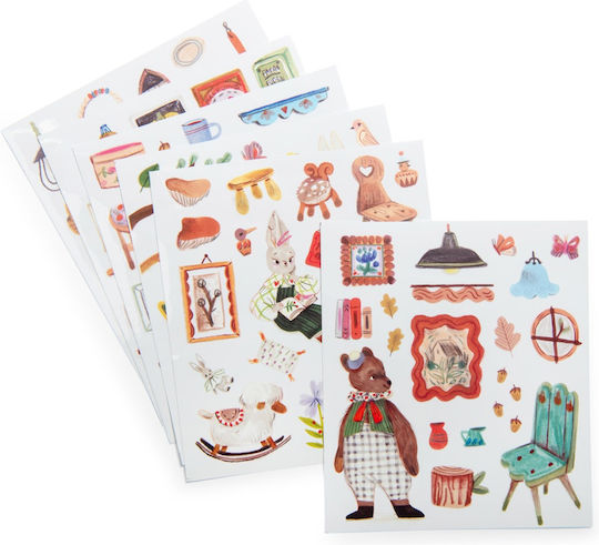 Carte de colorat cu autocolante Les Minouchkas Moulin Roty