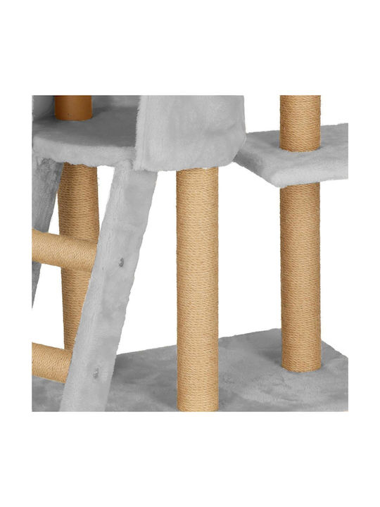 Stâlp pentru zgâriat pisici Copaci pentru pisici Gri 4 niveluri 49x35x136cm