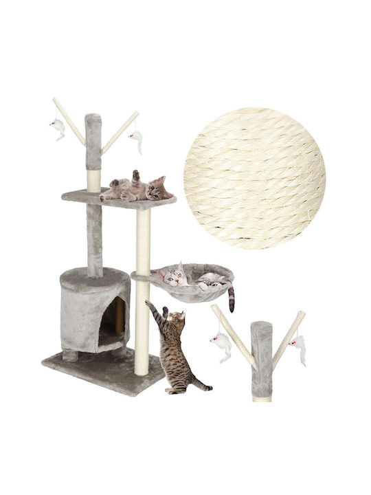 Stâlp pentru zgâriat pisici Copaci pentru pisici Gri 3 niveluri 27x27cm