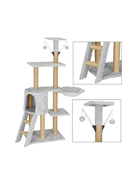 Stâlp pentru zgâriat pisici Copaci pentru pisici Gri 4 niveluri 49x35x136cm