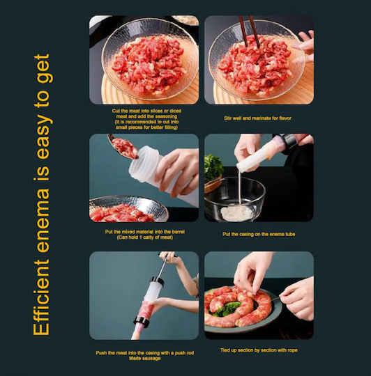 Dispozitiv de Umplere Cârnați în Formă de Seringă Zola 3 Capete Plastic 29x6 Cm Transparent