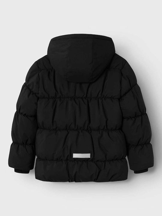 Kinder Steppjacke Kurz mit Futter & Kapuze Black