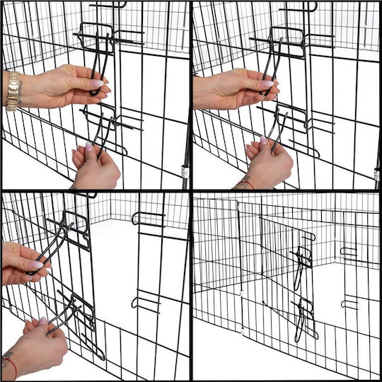 Gard pentru animale de companie din fier, formă configurabilă, ușă de acces, 3XL 155x155x61cm, negru