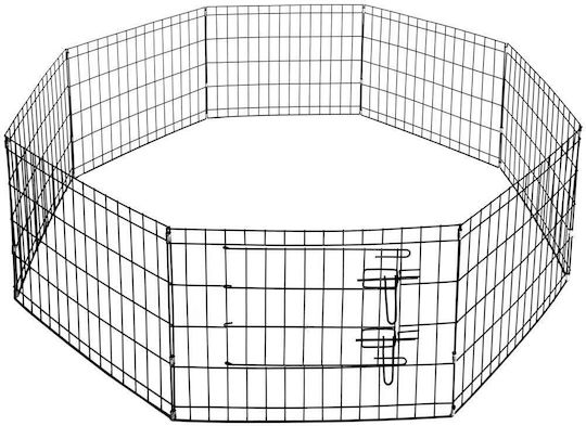 Pet Fence Made Iron Configurable Shape Access Door Xxl 120x120x60cm Black