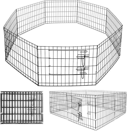 Gard pentru animale de companie din fier, formă configurabilă, ușă de acces, 3XL 155x155x61cm, negru