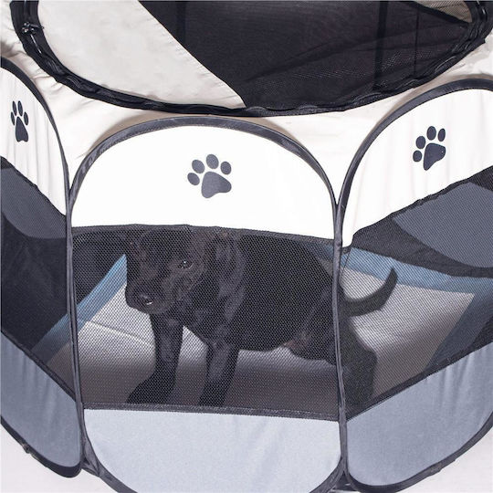 Extensibil Parc pentru Câini Octagon din Material Textil de Culoare Gri 114 x 45cm