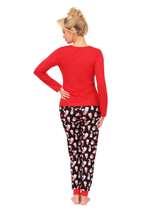 Donna Winter Damen Pyjama-Set Rot