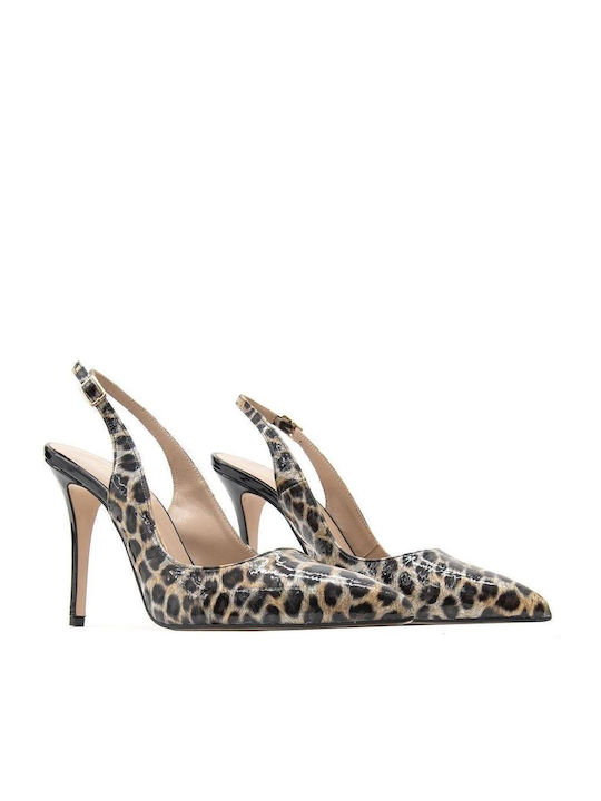 Mourtzi Synthetic Leather Multicolour Heels Animal Print