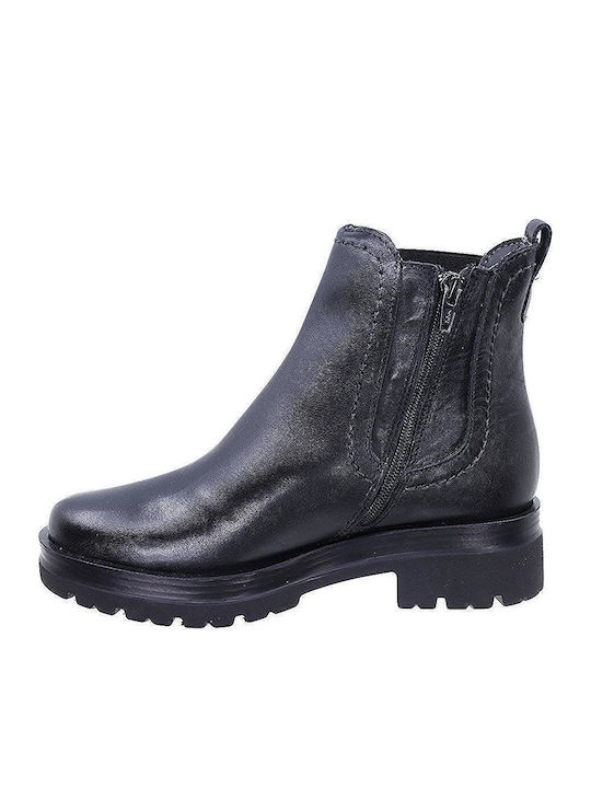 Leder Damen Chelsea-Stiefel Schwarz